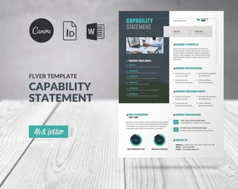 Capability Statement Template Canva, Flyer Business Capability Statement, Marketing Business Template Word, Company Profile Indesign