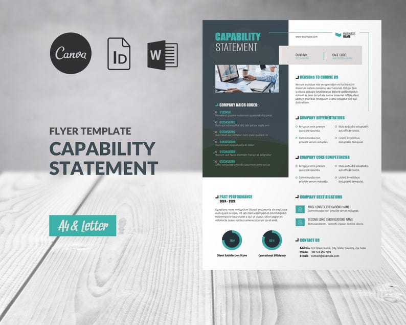 Capability Statement Template Canva, Flyer Business Capability ...