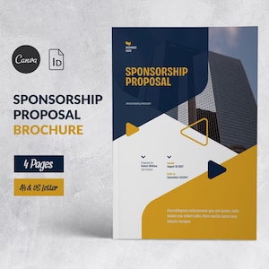 Sponsorship Proposal Template Canva, Fundraising Nonprofit Event Brochure, Sponsorship Request Template Bifold, Charity Fundraising Proposal