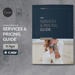 Services Pricing Guide Template Canva, Professional Client Proposal Business Brochure Template, New Client Welcome Packet, Price Packages