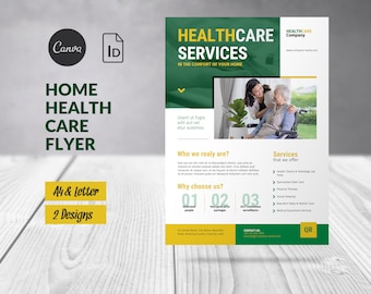 Bearbeitbarer Hausgesundheitspflege-Service Flyer Vorlage Canva, Home Care Flyer Seniorenpflege, Poster Pflege älterer Unterstützung Home Nursing Flyer