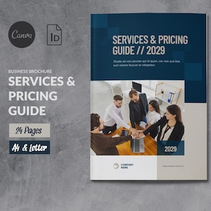 Services Pricing Guide Template Canva, Professional Client Proposal Business Brochure Template, New Client Welcome Packet, Price Packages