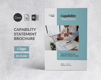 Plantilla de declaración de capacidad Folleto comercial de Canva Bifold, perfil de empresa en Word, documento comercial Marketing de declaración de capacidad