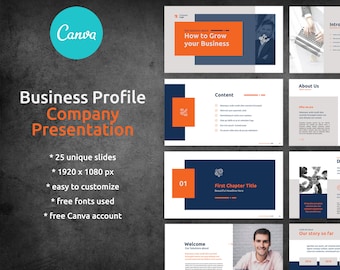 Business Profile Presentation Canva Template | Pitch Slidedeck Template Canva | Business Plan Pitch Deck | Small Business Showcase