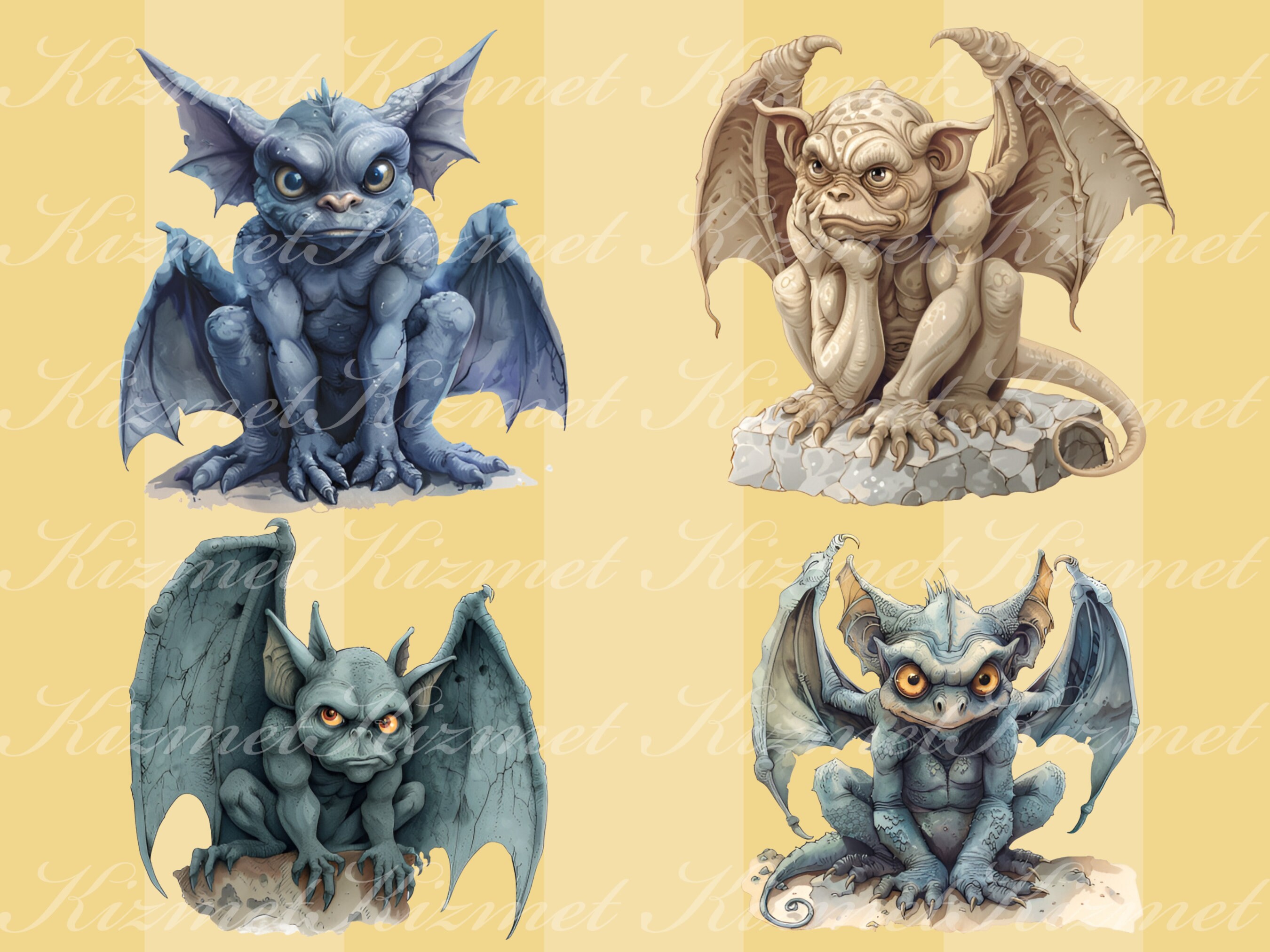 24 Gargoyle Clipart, PNG Instant Download, Commercial Use, Gothic ...
