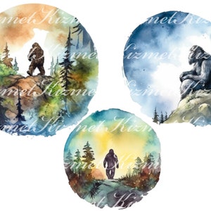 Set of 23 Bigfoot Watercolor Clipart PNG Files, Digital Downloads for ...