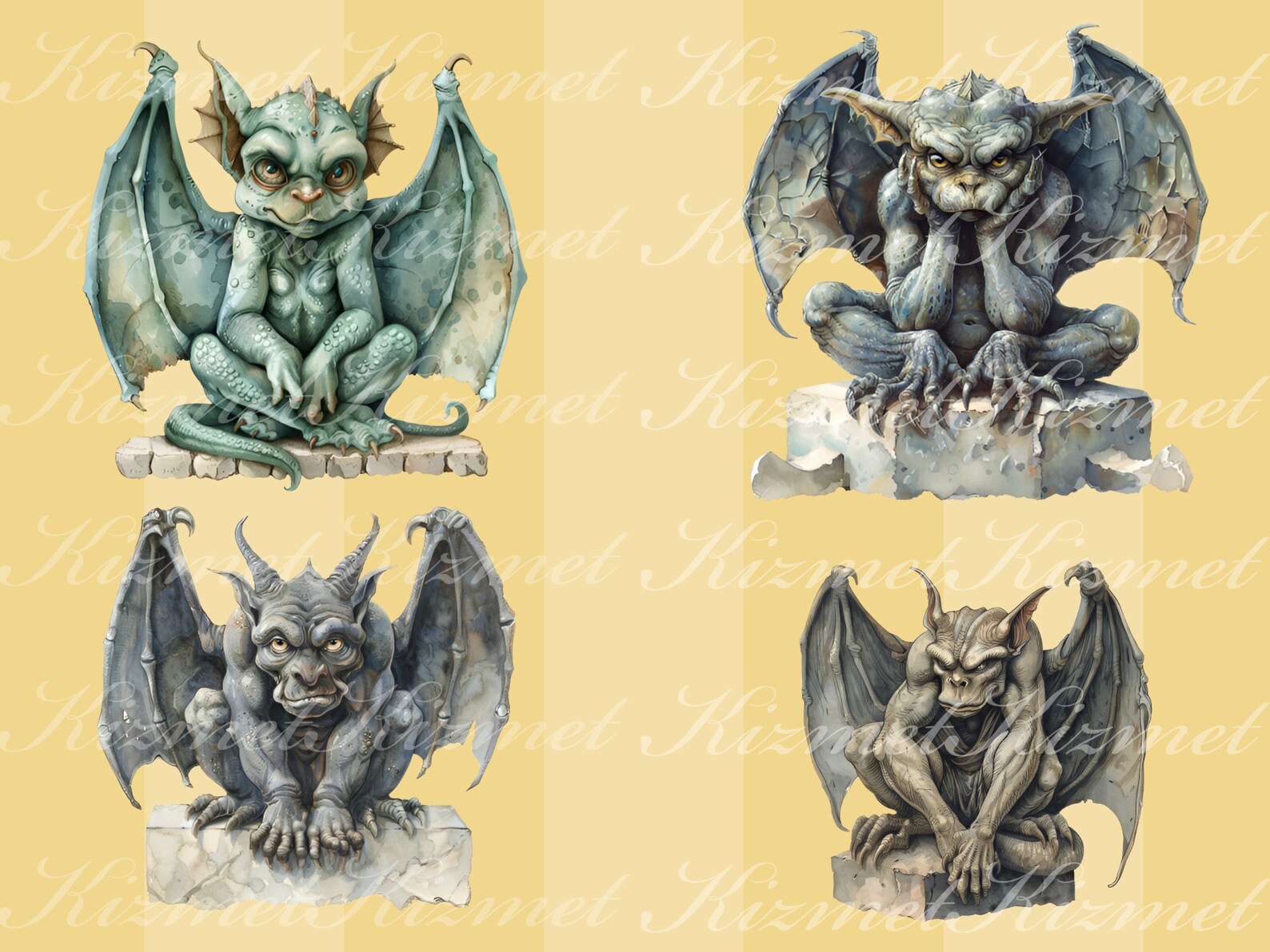 24 Gargoyle Clipart, PNG Instant Download, Commercial Use, Gothic ...