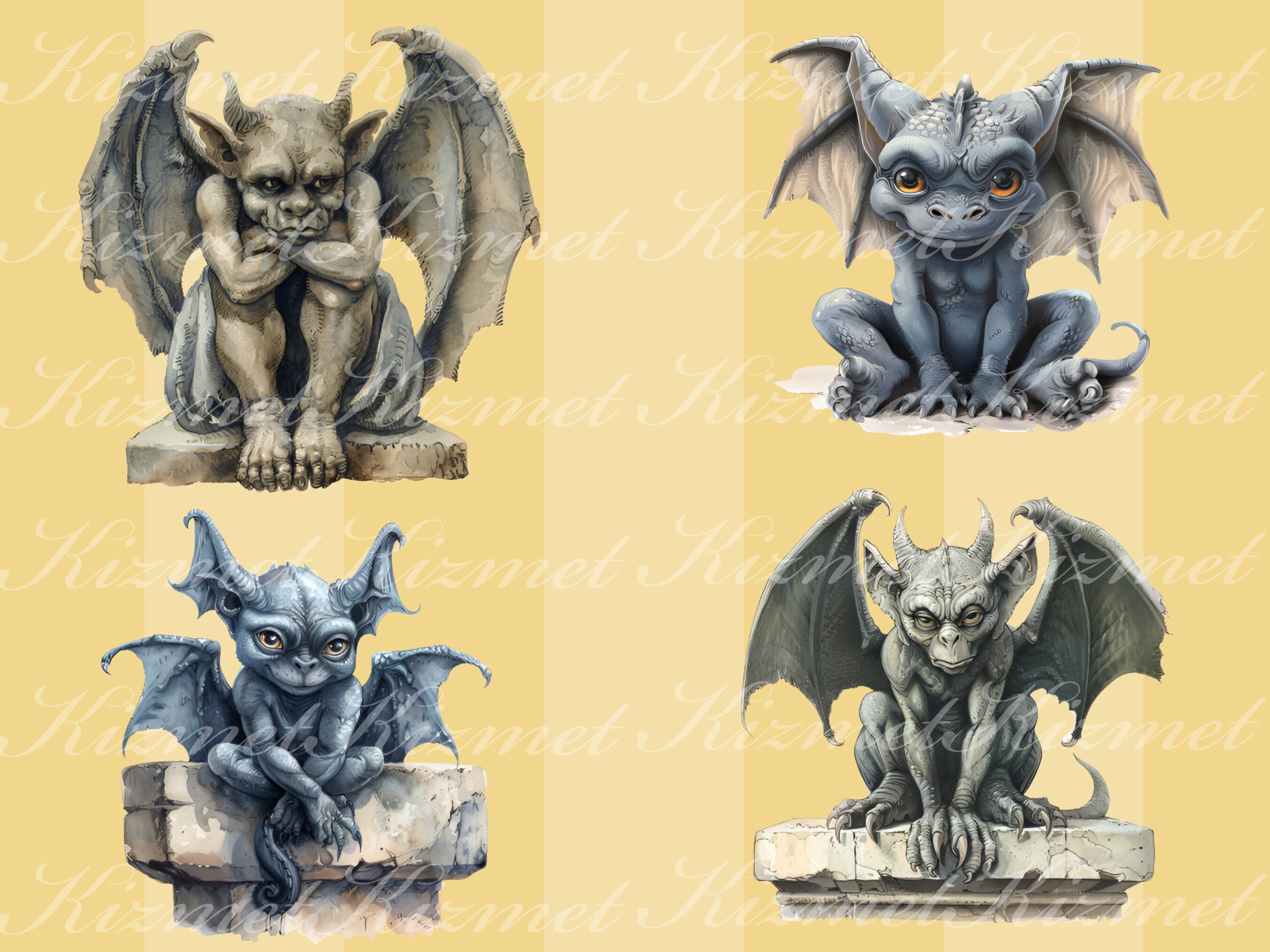 24 Gargoyle Clipart, PNG Instant Download, Commercial Use, Gothic ...