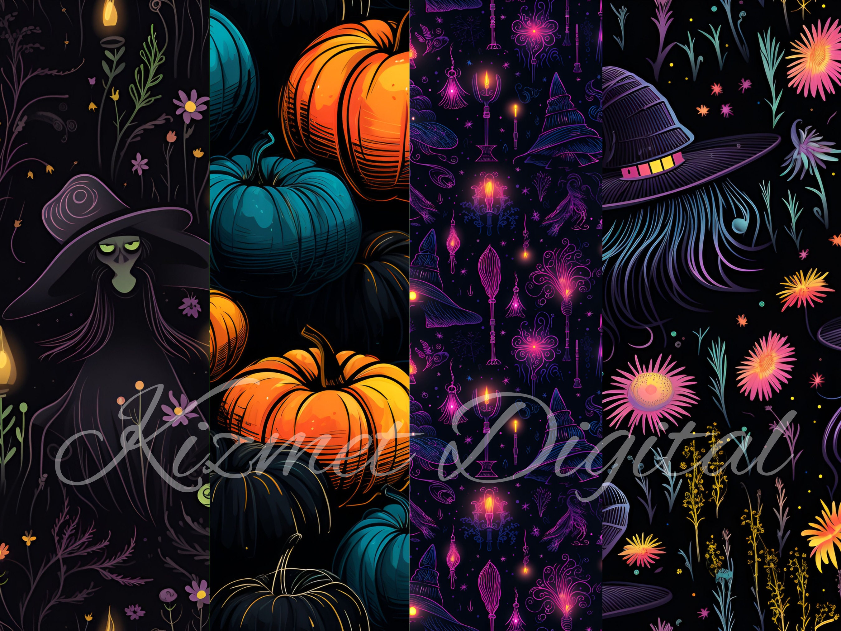 20 Neon Halloween Seamless Patterns 12x12 Digital Paper - Etsy