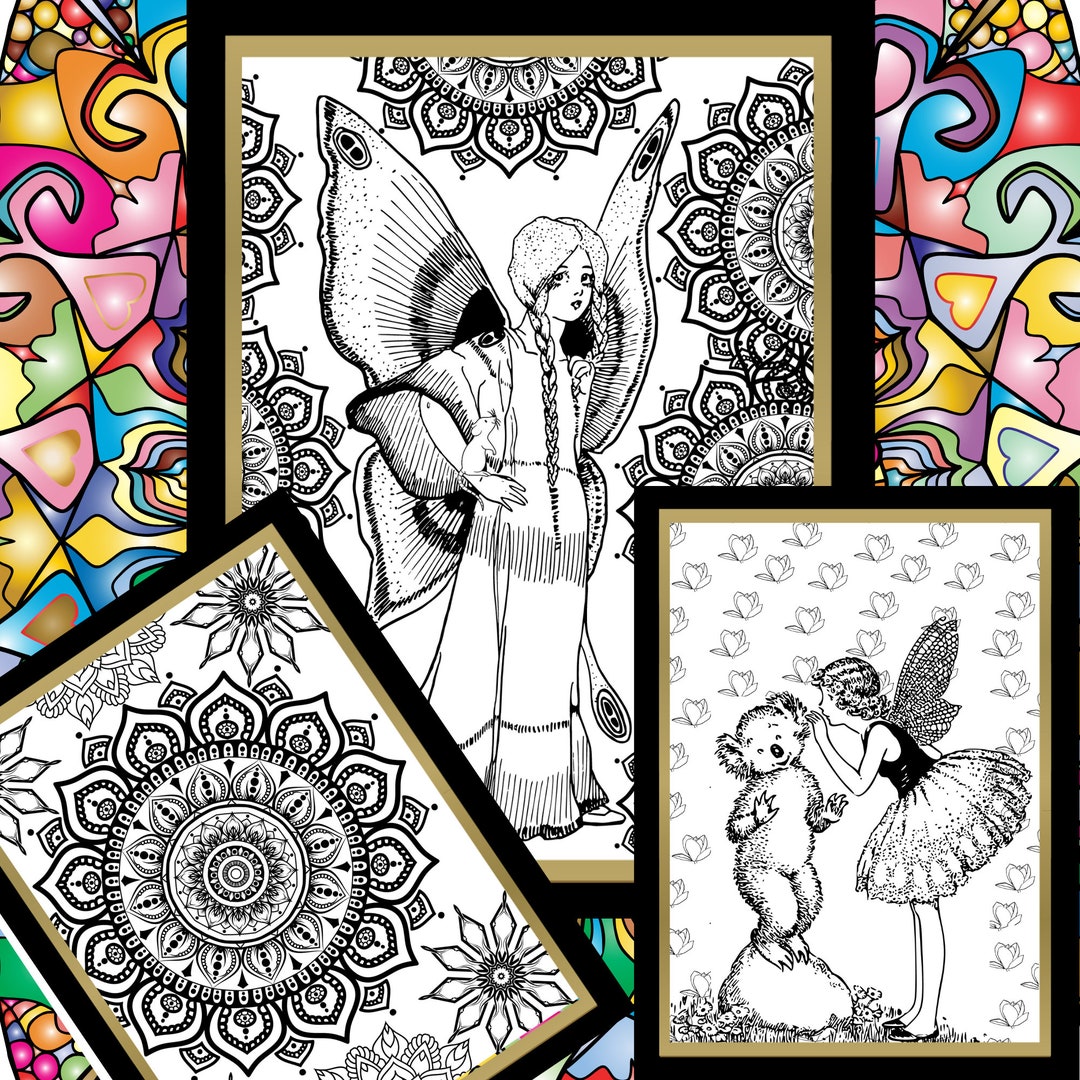 Fairies and Mandalas Coloring Pages - Etsy