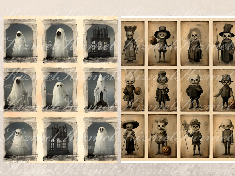10 Vintage Halloween Junk Journal Printable Pages Collage Sheets High ...