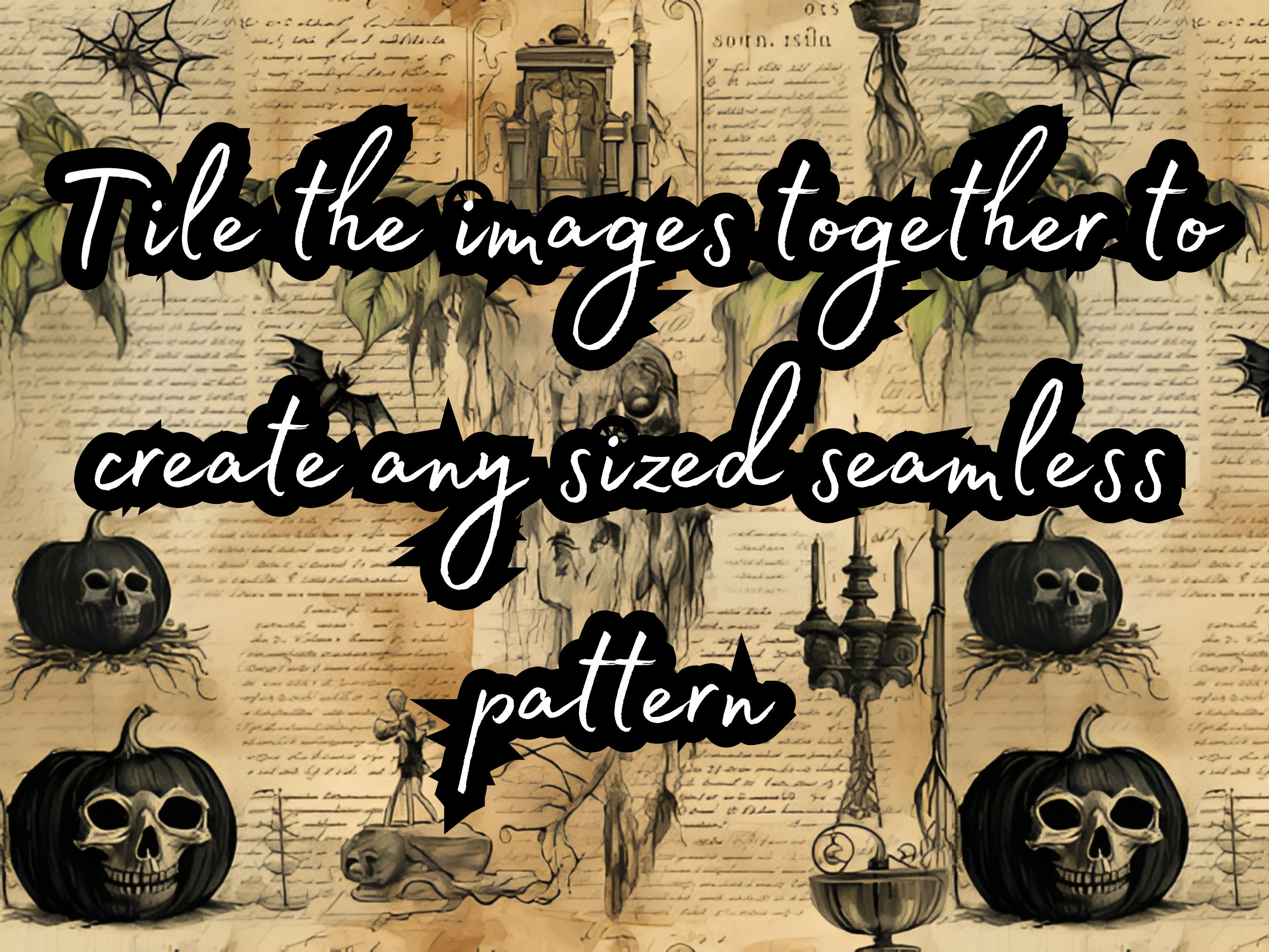 10 Vintage Halloween Seamless Patterns, 12x12 Digital Papers ...