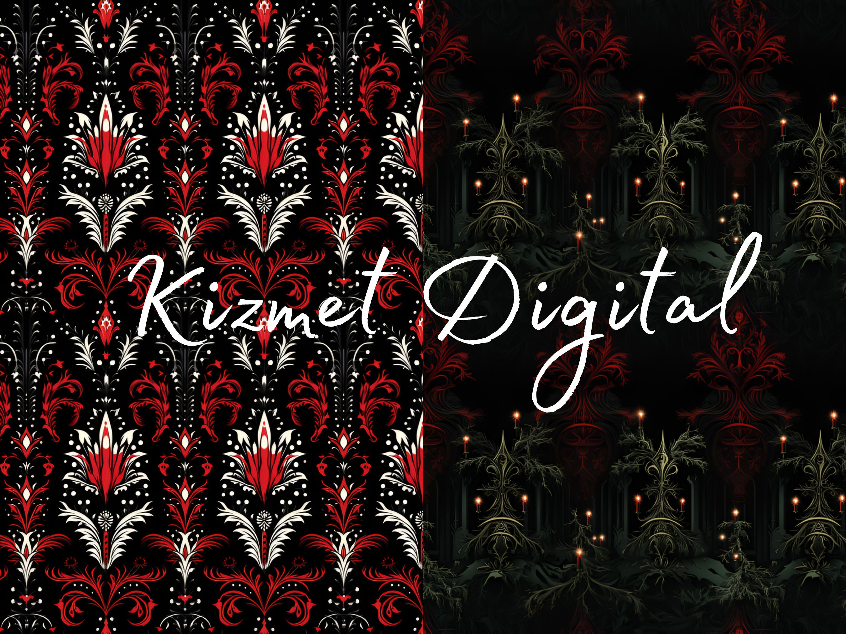 10 Gothic Christmas Wallpapers, Seamless Pattern, Gothic Digital Paper ...
