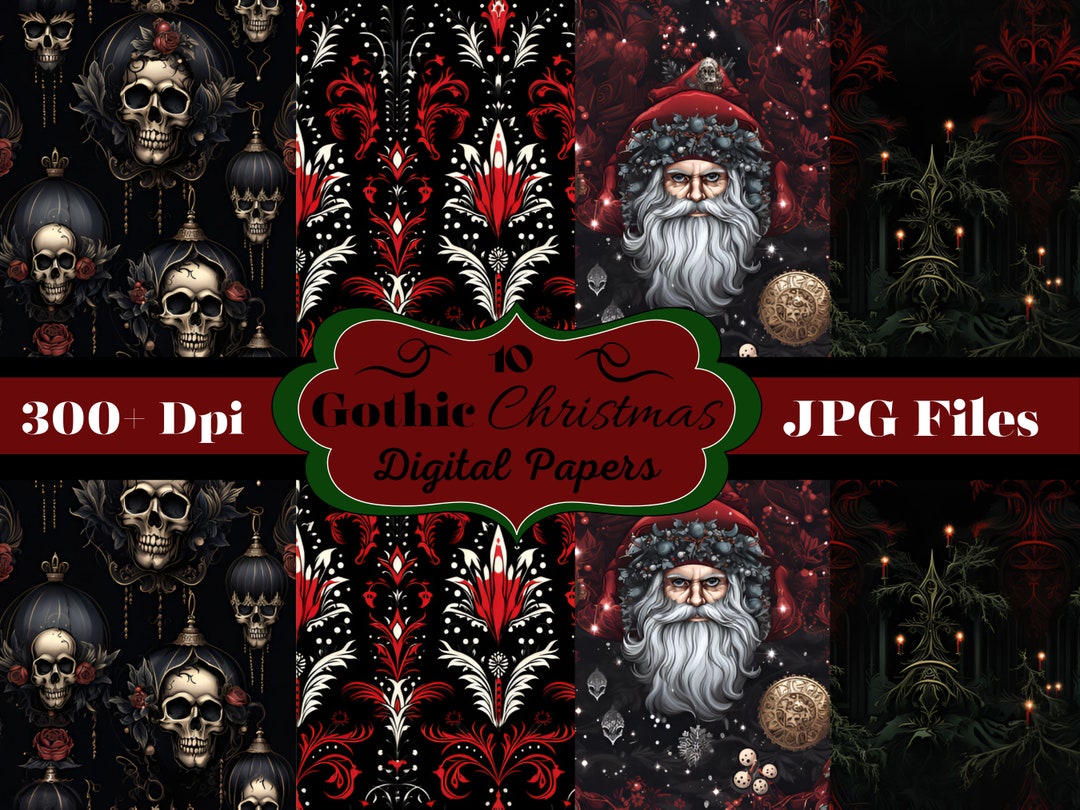 10 Gothic Christmas Wallpapers, Seamless Pattern, Gothic Digital Paper ...