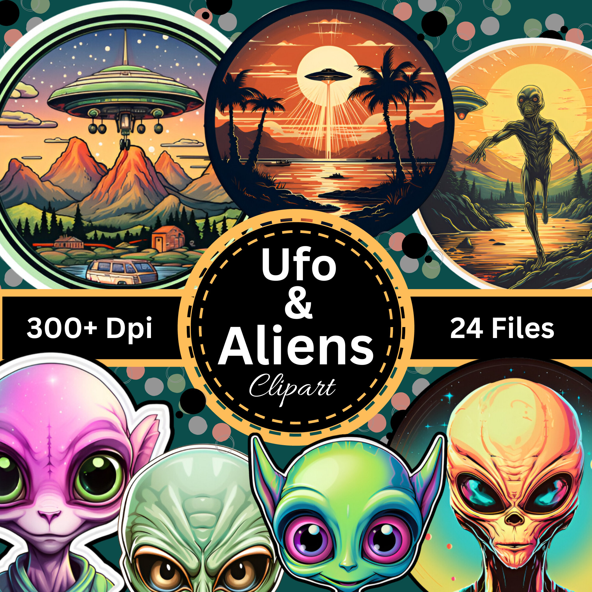 24 Ufo & Aliens Clipart Files for Stickers, T-shirts, Mugs ...