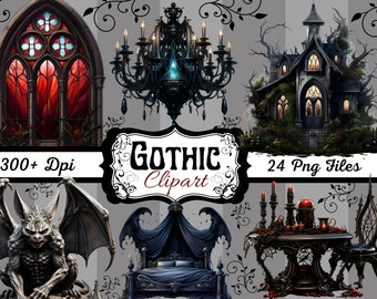 24 Gothic Clipart, PNG Instant Download, Commercial Use, Gothic vampire, Fun Downloads, Scrapbook, Junk Journal, Stickers, Sublimation, Mugs