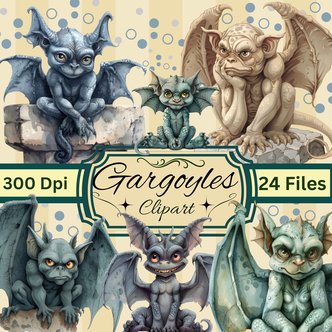 24 Gargoyle Clipart, PNG Instant Download, Commercial Use, Gothic ...