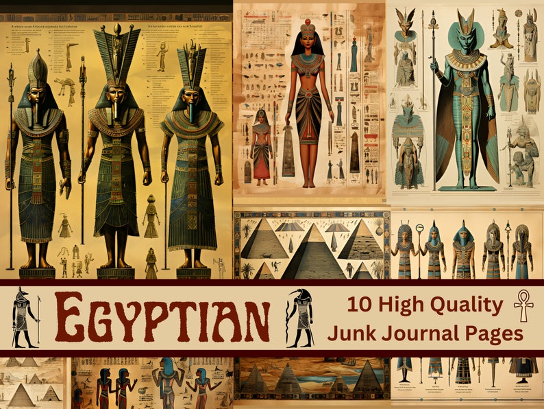10 Egyptian Themed Junk Journal Printable Pages Collage Sheets Etsy