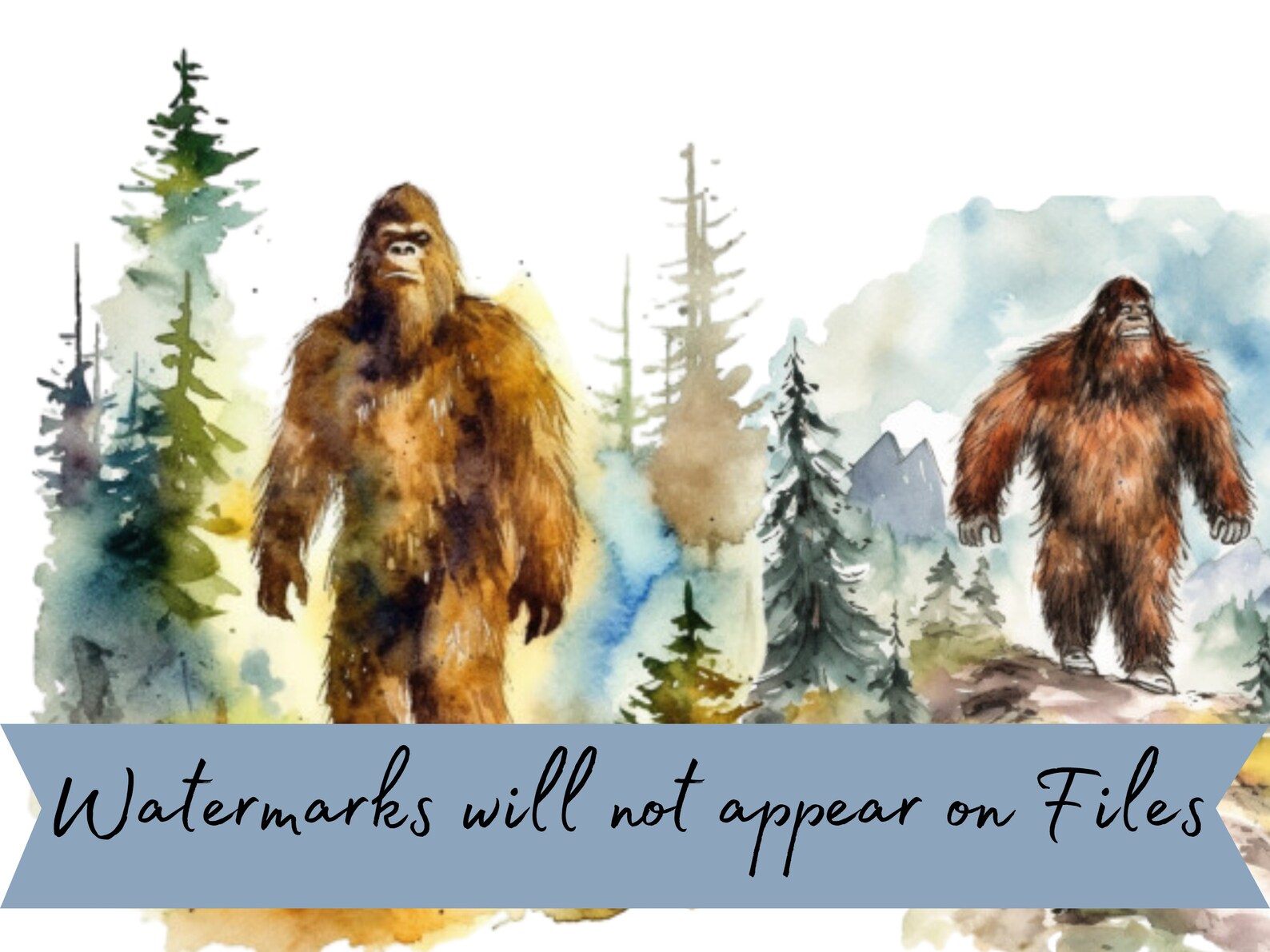 Set of 23 Bigfoot Watercolor Clipart PNG Files, Digital Downloads for ...