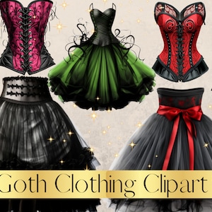 Goth Clothing Set of 24, High Quality Goth Clothes Png Clipart Files Large 10x12.5 Digital Downloads Sublimation Shirts Wall Art Any Project