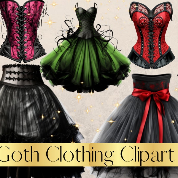 Goth Clothing Set of 24, High Quality Goth Clothes Png Clipart Files Large 10x12.5 Digital Downloads Sublimation Shirts Wall Art Any Project
