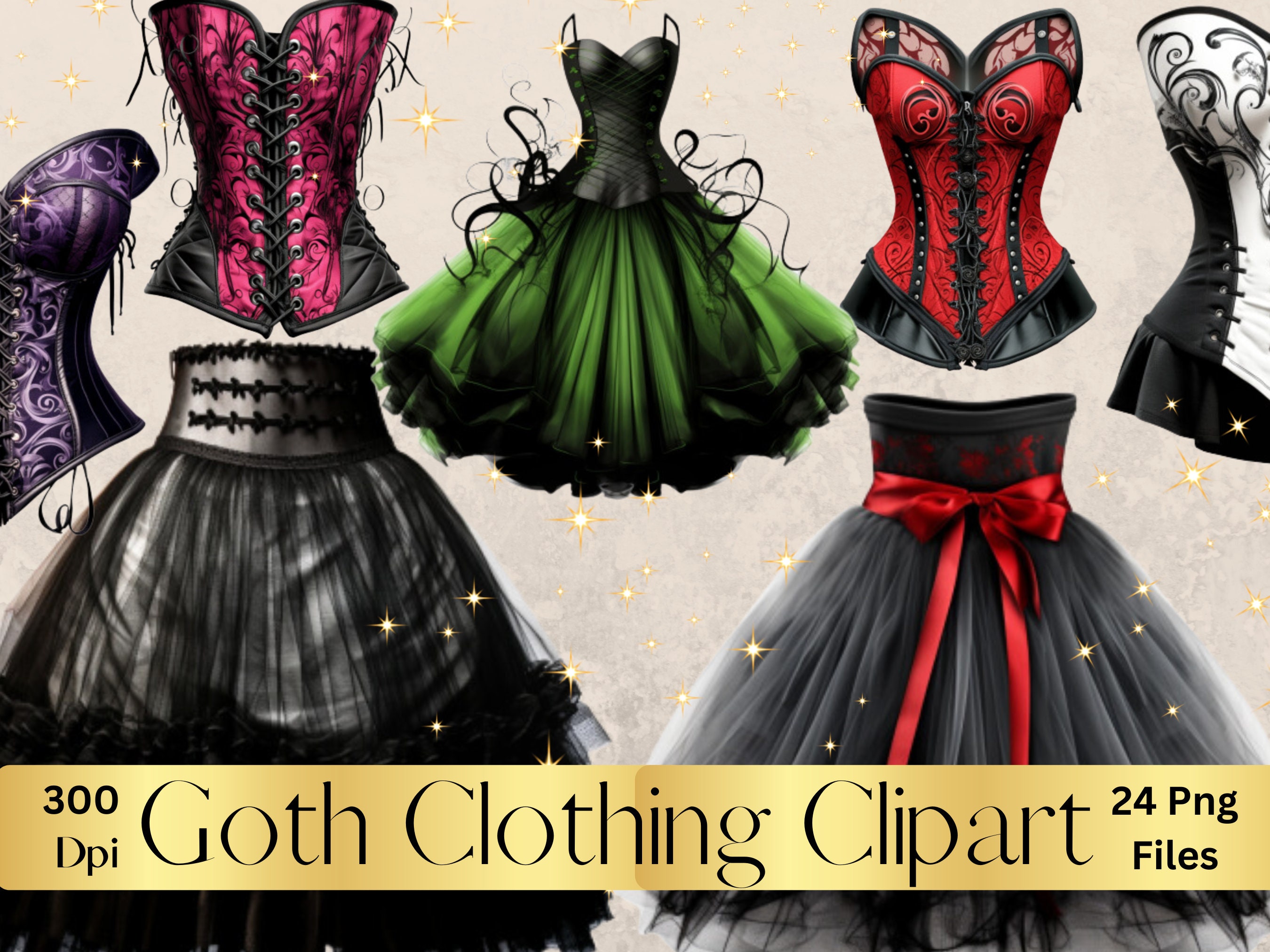 Goth Clothing Set of 24, High Quality Goth Clothes Png Clipart Files ...