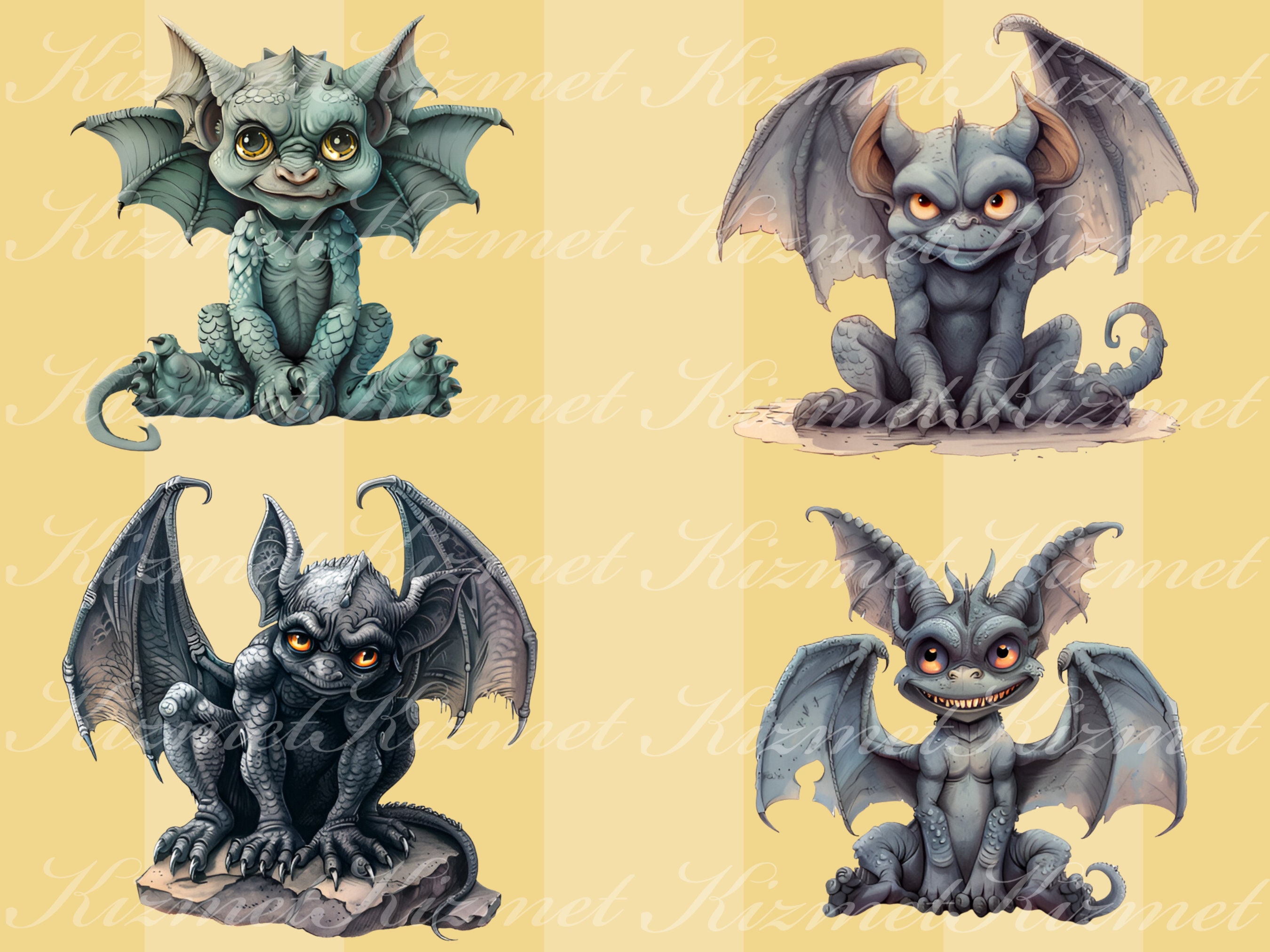24 Gargoyle Clipart, PNG Instant Download, Commercial Use, Gothic ...
