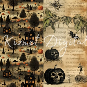 10 Vintage Halloween Seamless Patterns, 12x12 Digital Papers ...