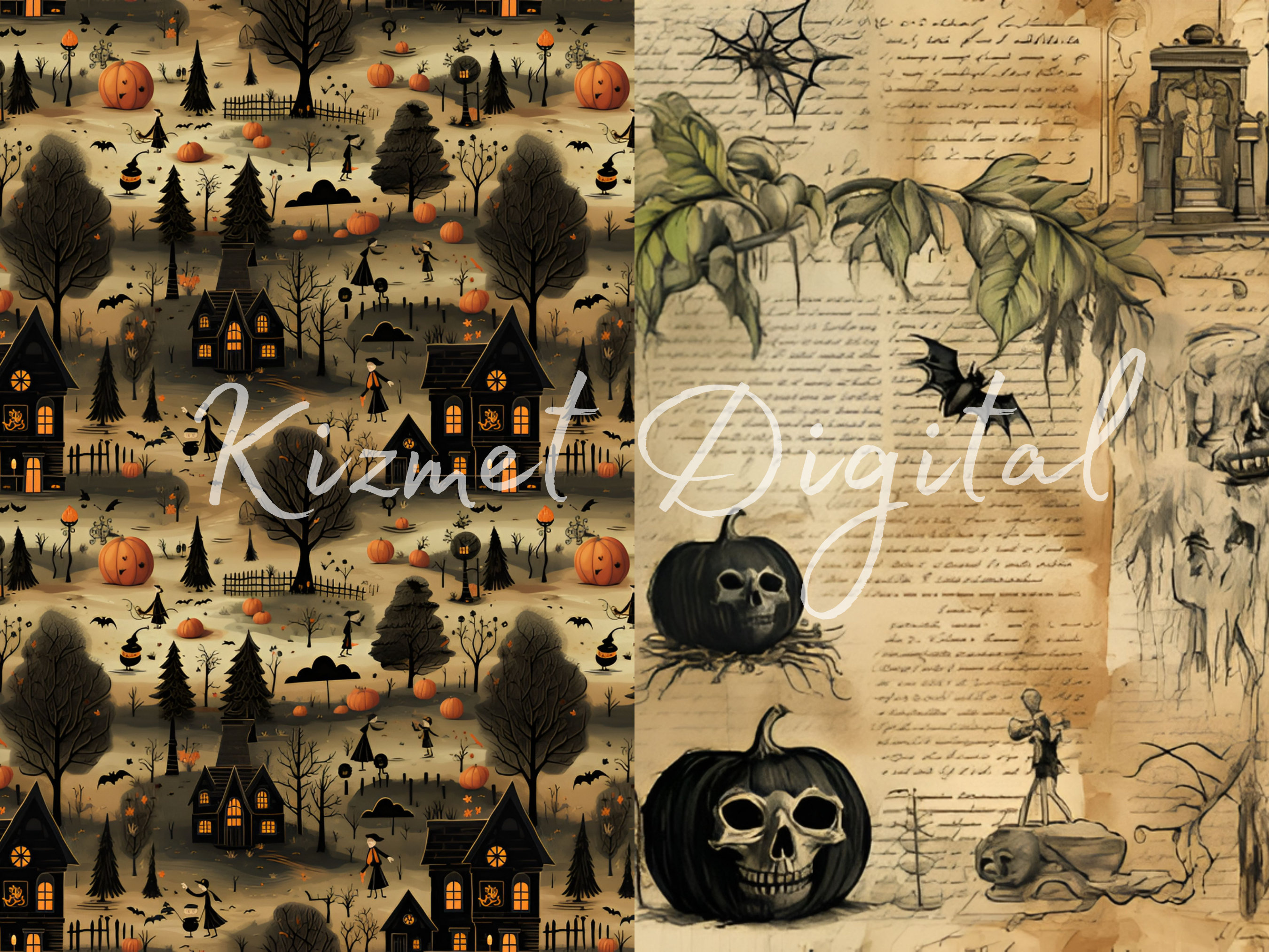 10 Vintage Halloween Seamless Patterns 12x12 Digital Papers - Etsy