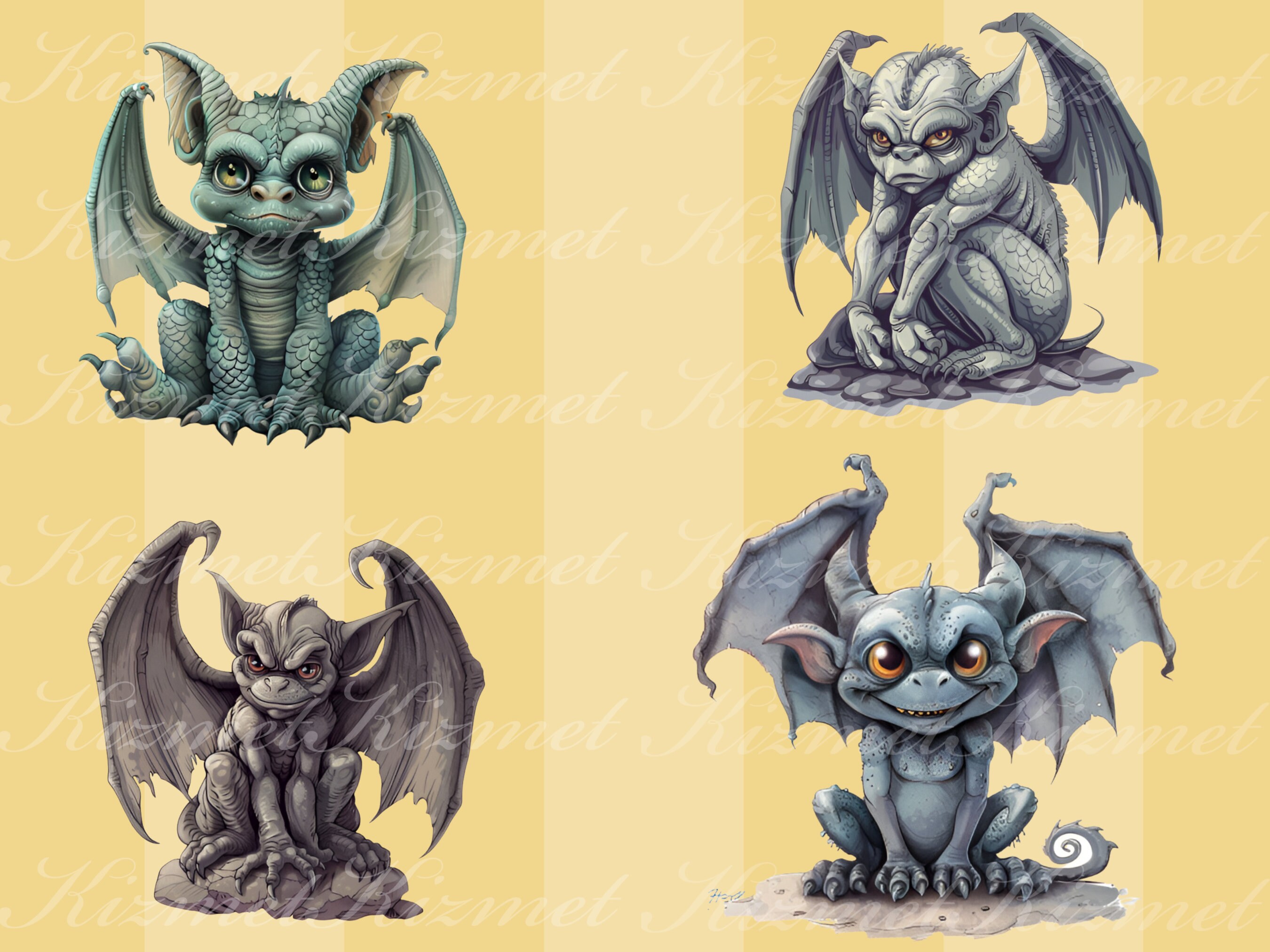 24 Gargoyle Clipart, PNG Instant Download, Commercial Use, Gothic ...