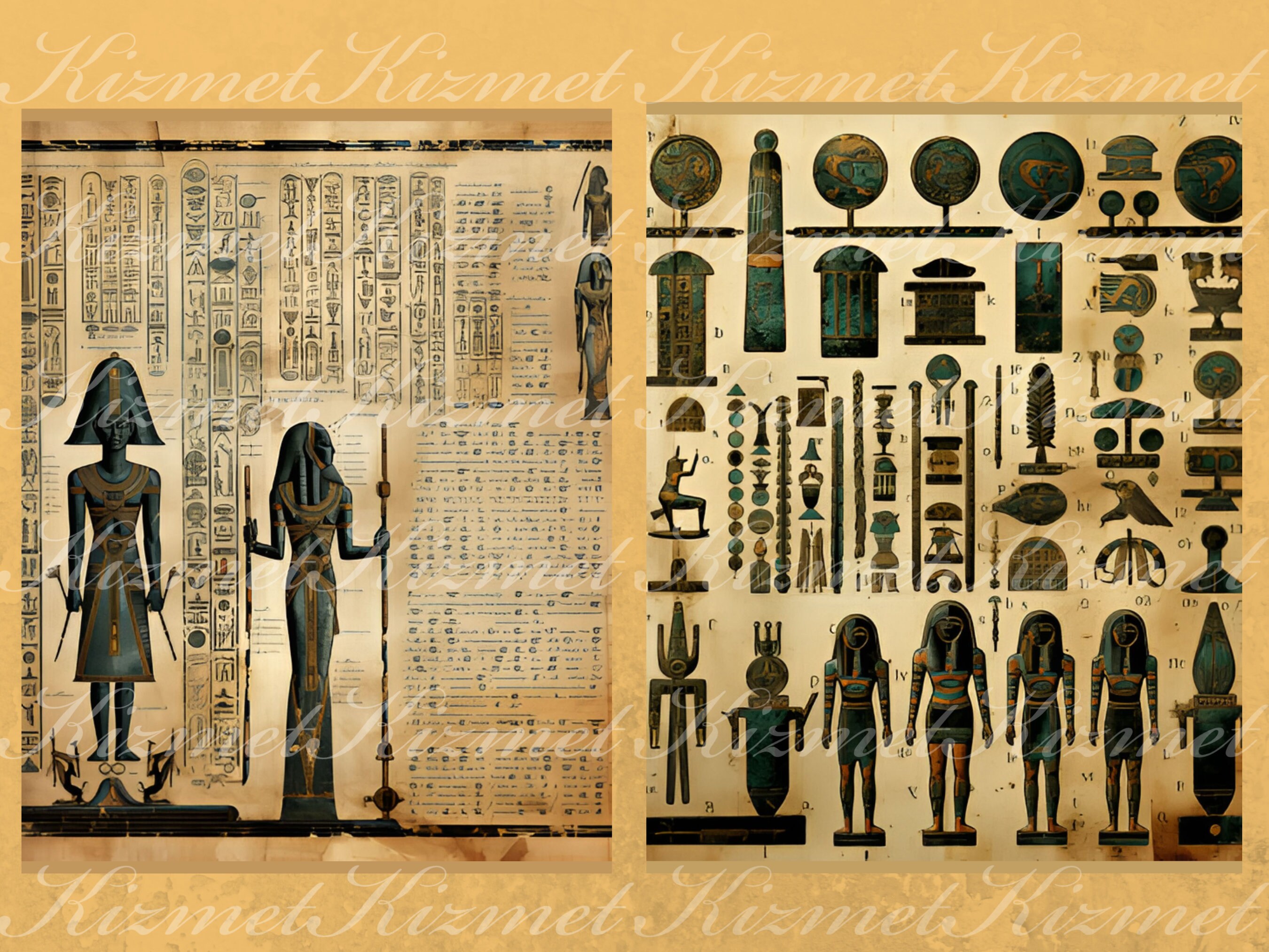 10 Egyptian Themed Junk Journal Printable Pages Collage Sheets High
