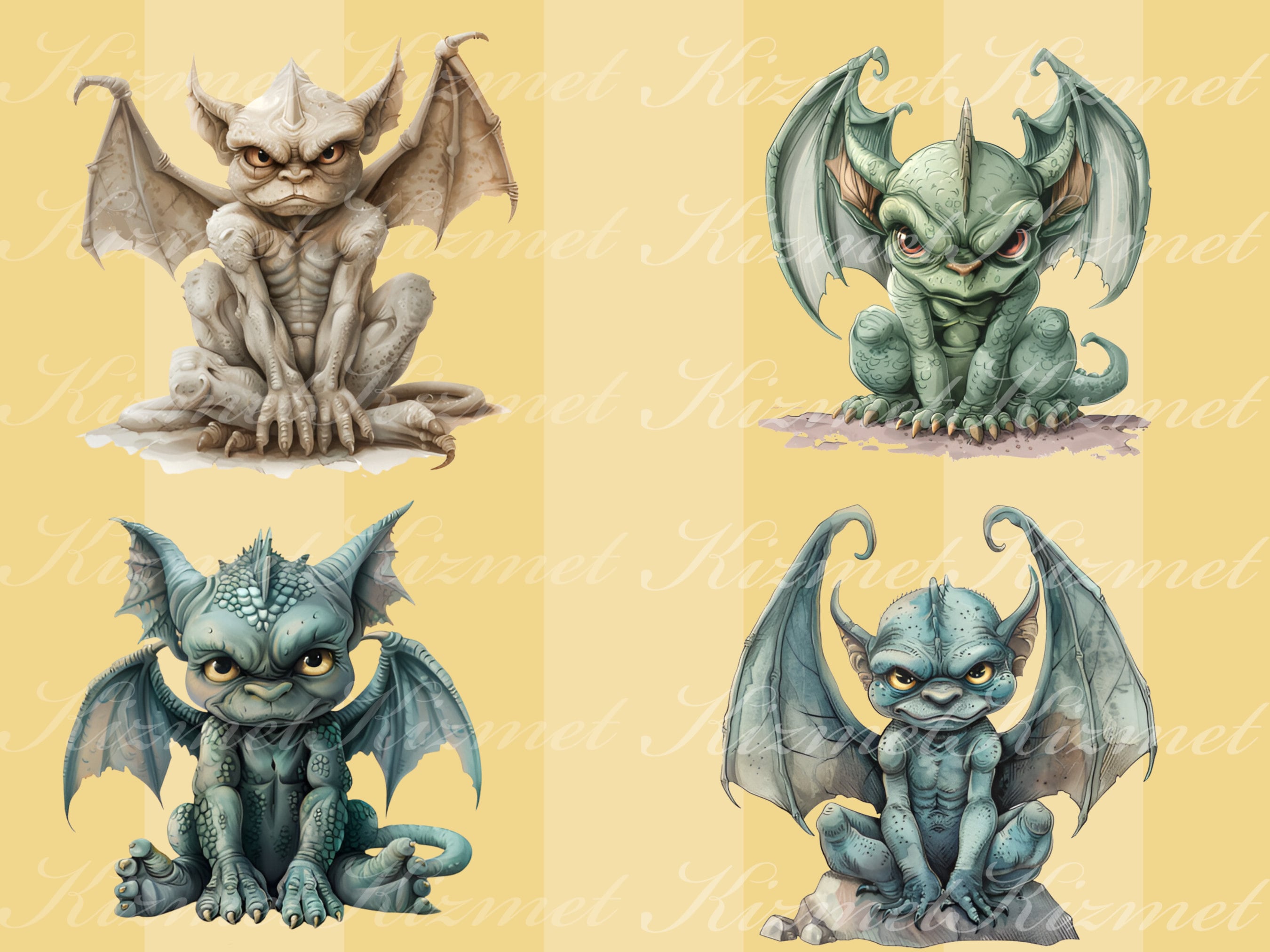 24 Gargoyle Clipart, PNG Instant Download, Commercial Use, Gothic ...