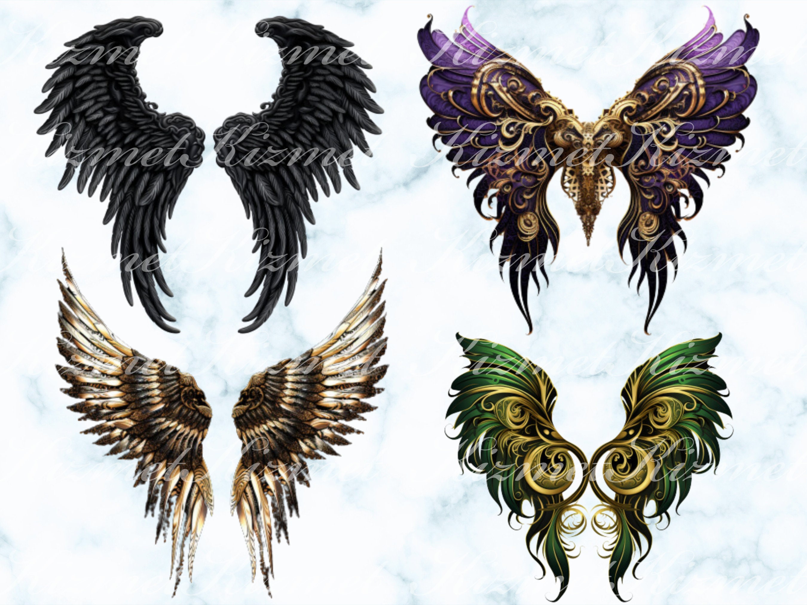 Gothic Wings Set of 24 High Quality Victorian Png Clipart Files. Large ...