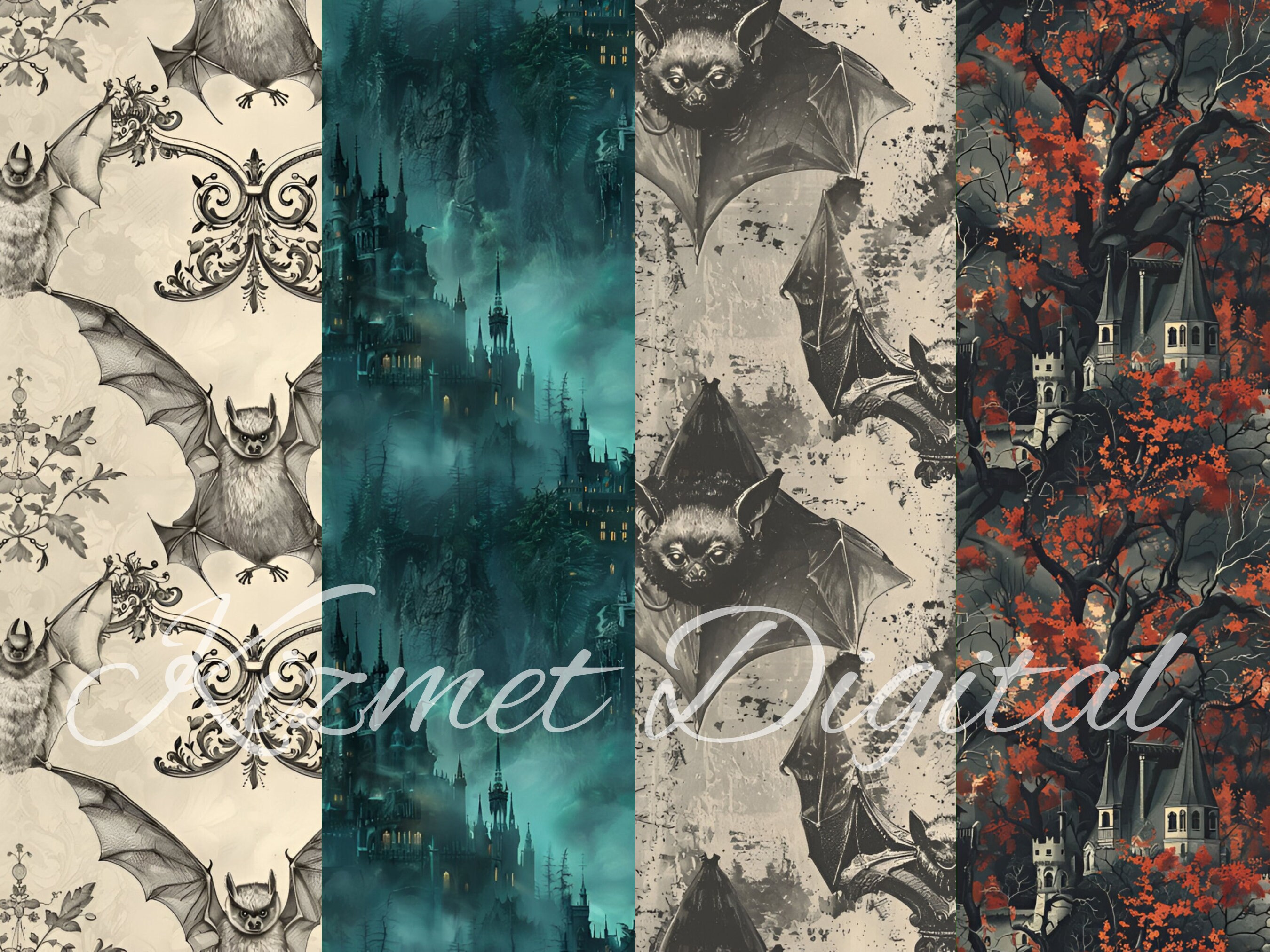 20 Gothic Patterns, Seamless, Victorian Gothic, Digital Paper, High ...