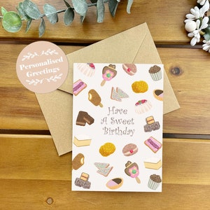 Aussie Desserts / Leckereien Karte, personalisiert, Aussie Sweets, Geburtstag, Muttertag, Vatertag, Liebeskarte, Valentinstagskarte, handgemacht