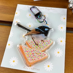 Fairy Wren & Fairy Bread Keychain, Australian Bird Bag Charm