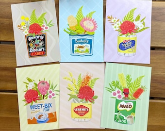 Australian Native Flowers Postcard, Aussie Iconic Brands Postcard, Aussie Flora Postcard, Set of 6 Bundle