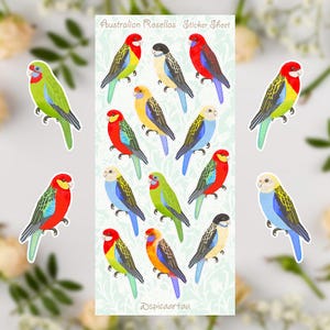 Australian Rosellas, Vinyl Sticker Sheet, Kiss-cut Stickers, Aussie Parrot, Australian Bird Sticker, Australian Fauna, Australiana, Handmade