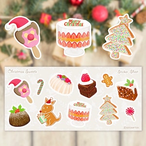 Bonbons de Noël australiens, feuille d'autocollants en vinyle, autocollants découpés dans un baiser, autocollant australien, autocollant dessert, autocollant de Noël, fait main