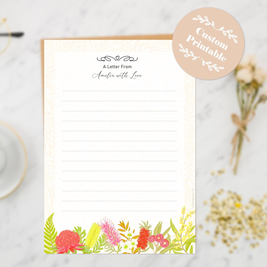Personalised Printable Notepaper Custom Writing Paper - Etsy
