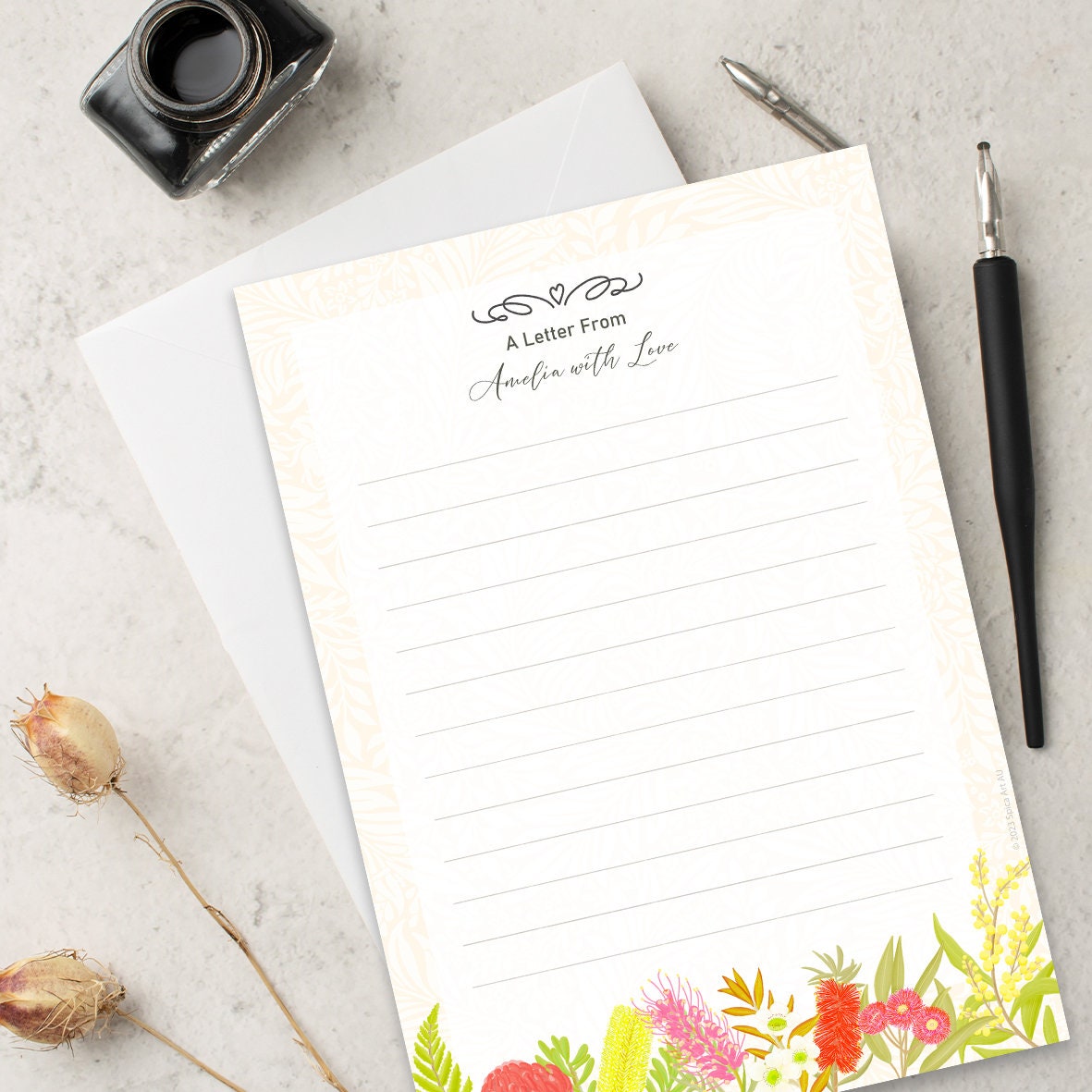 Personalised Printable Notepaper Custom Writing Paper - Etsy