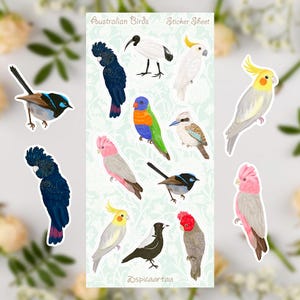 Australian Birds, Vinyl Sticker Sheet, Kiss-cut Stickers, Australian Sticker, Australian Fauna, Aussie Birds Sticker, Handmade