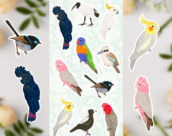 Australian Birds Vinyl Sticker Sheet, Aussie Fauna Stickers