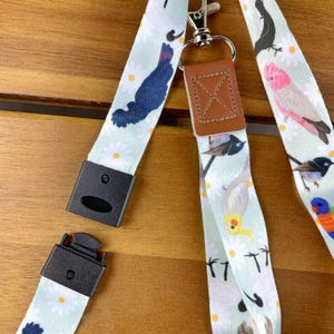 Australian birds lanyard, cockatoo, magpie, kookaburra, galah, gang gang, fairy wren, bin chicken, ibis, lorikeet, cockatiel, Aussie fauna
