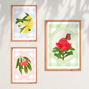 Australian Native Flower and Insect Print, Australian Wall Art, Aussie Flower Print, Aussie Insect Print, Wall Decor, Handmade