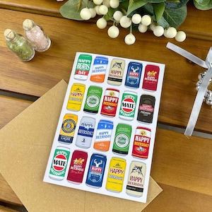 Aussie Beer Can Birthday Card, Australian Birthday