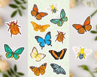 Lámina de pegatinas de vinilo de insectos australianos, pegatinas de fauna australiana