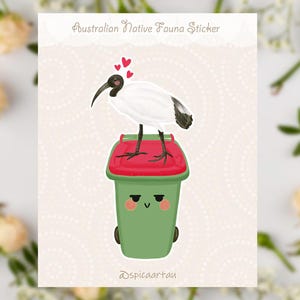 Pegatina de vinilo troquelada con forma de pollo y contenedor de basura Ibis Bin, pegatina de pájaro australiano, pegatina de pollo y contenedor de basura, pegatina bonita, hecha a mano