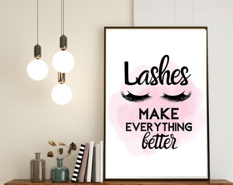 Lashes Make Everything Better Wall Print, Girl Boss Wall Décor, Printable Girl Boss Wall Art, Digital Download, Feminist Poster, Home Décor