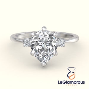 2.5 Carat IGI CERTIFIED G VS1 Three Stone Pear Cut Lab Grown Diamond Engagement Ring 18K White Gold Diamond Ring For Her Anniversary ring